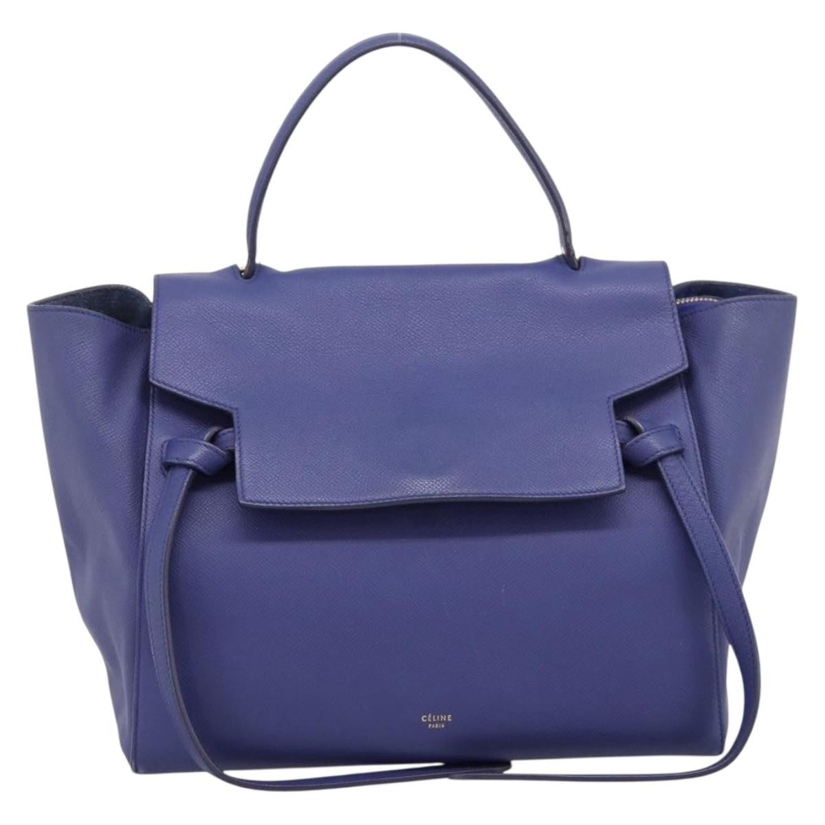 Celine Belt Leather Blue Leather Handbag (Pre-Owned)
