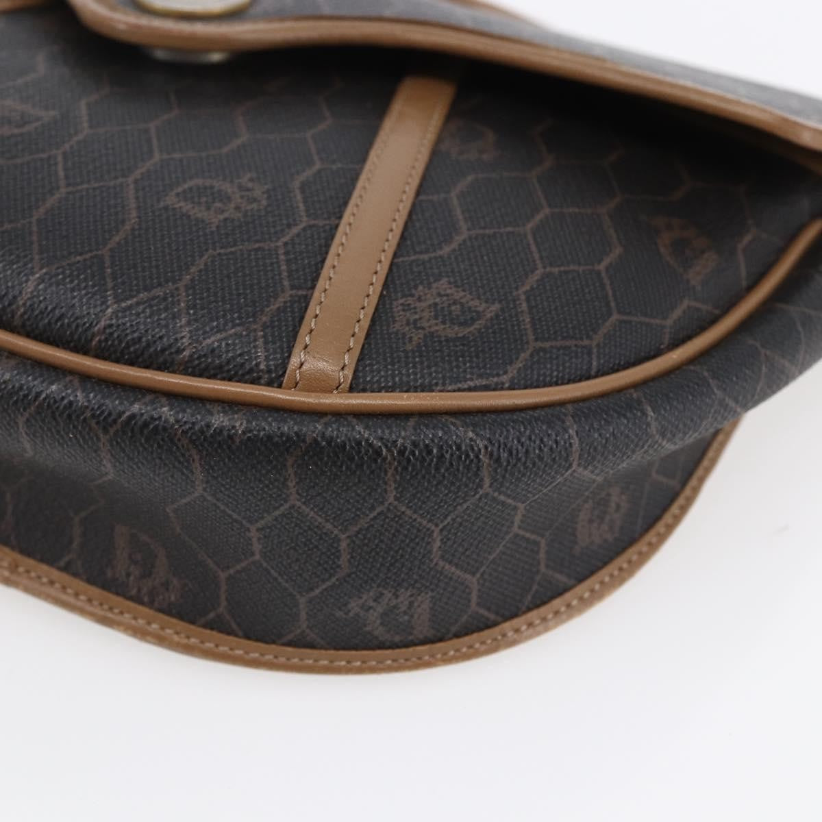 Christian Dior Vintage Honeycomb Flap Canvas And Leather Black Canvas Shoulder Bag Bag (Pre-Owned)