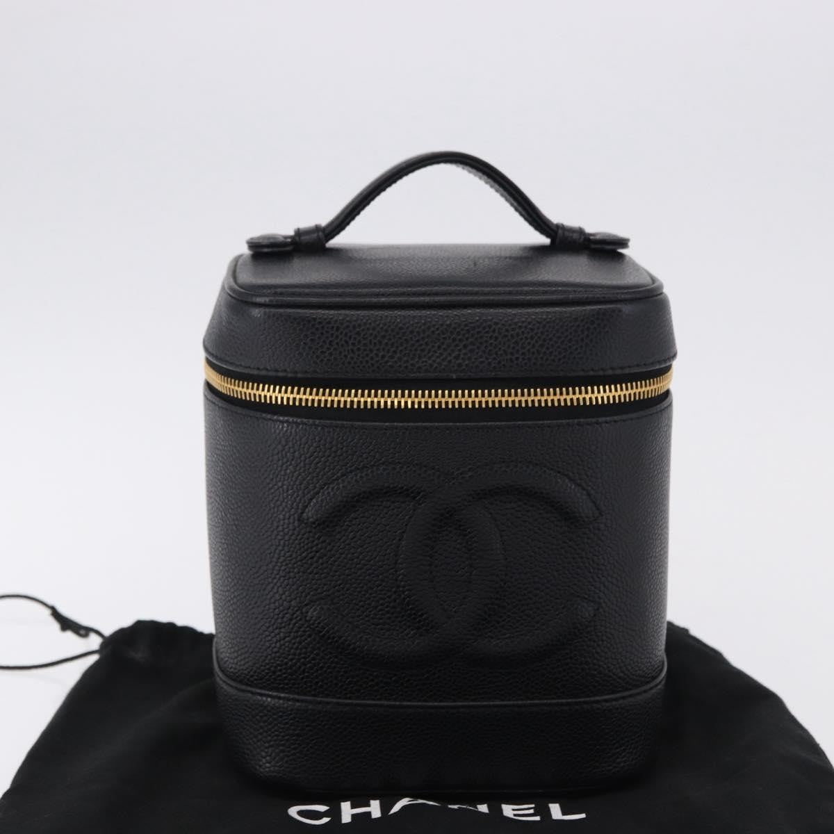 Chanel Vintage Timeless Vanity Case Caviar Black Calfskin Handbag (Pre-Owned)
