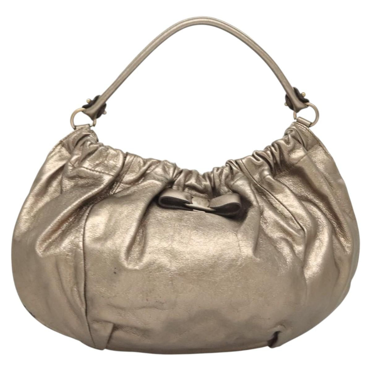 Salvatore Ferragamo Vala Leather Gold Leather Shoulder Bag Bag (Pre-Owned)