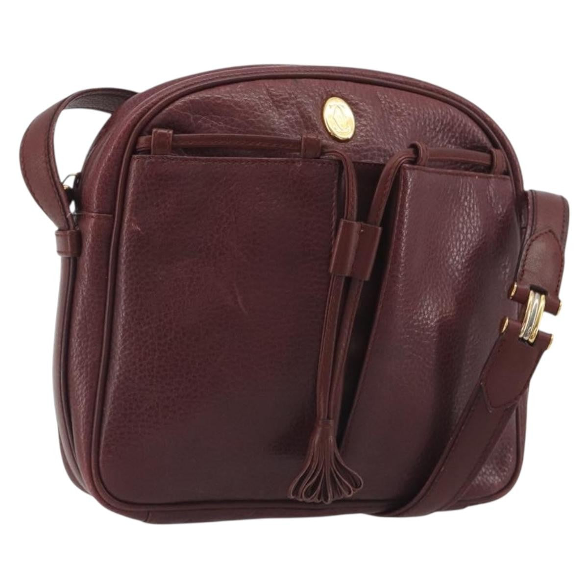 Cartier Tasseled Must De Cartier Leather Burgundy Leather Shoulder Bag Bag (Pre-Owned)