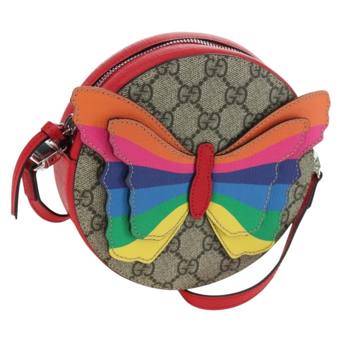 Gucci Kids Gg Supreme Rainbow Butterfly Gg Canvas Beige Pvc Shoulder Bag Bag (Pre-Owned)