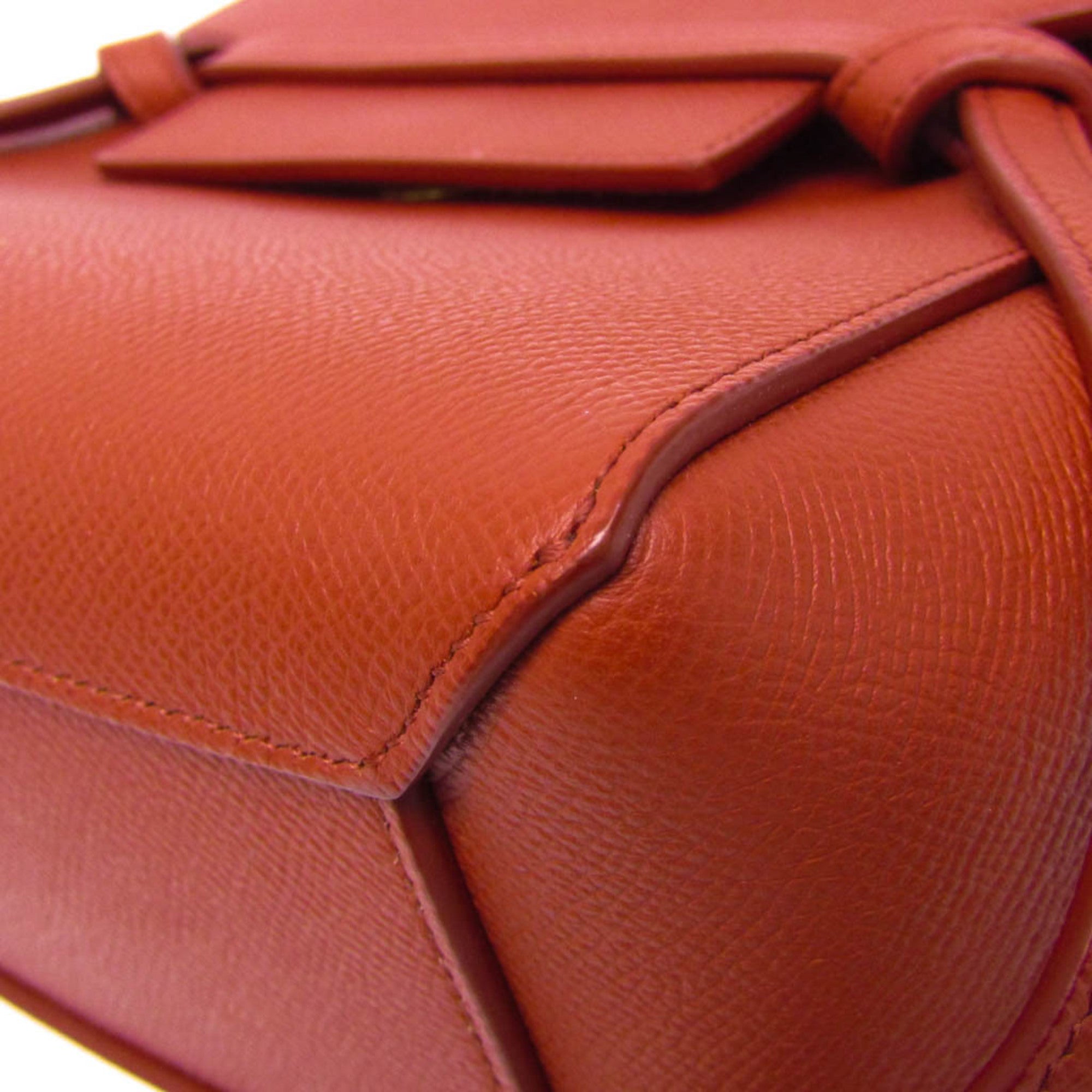 Celine Belt Textured Leather Red Leather Handbag (Pre-Owned)