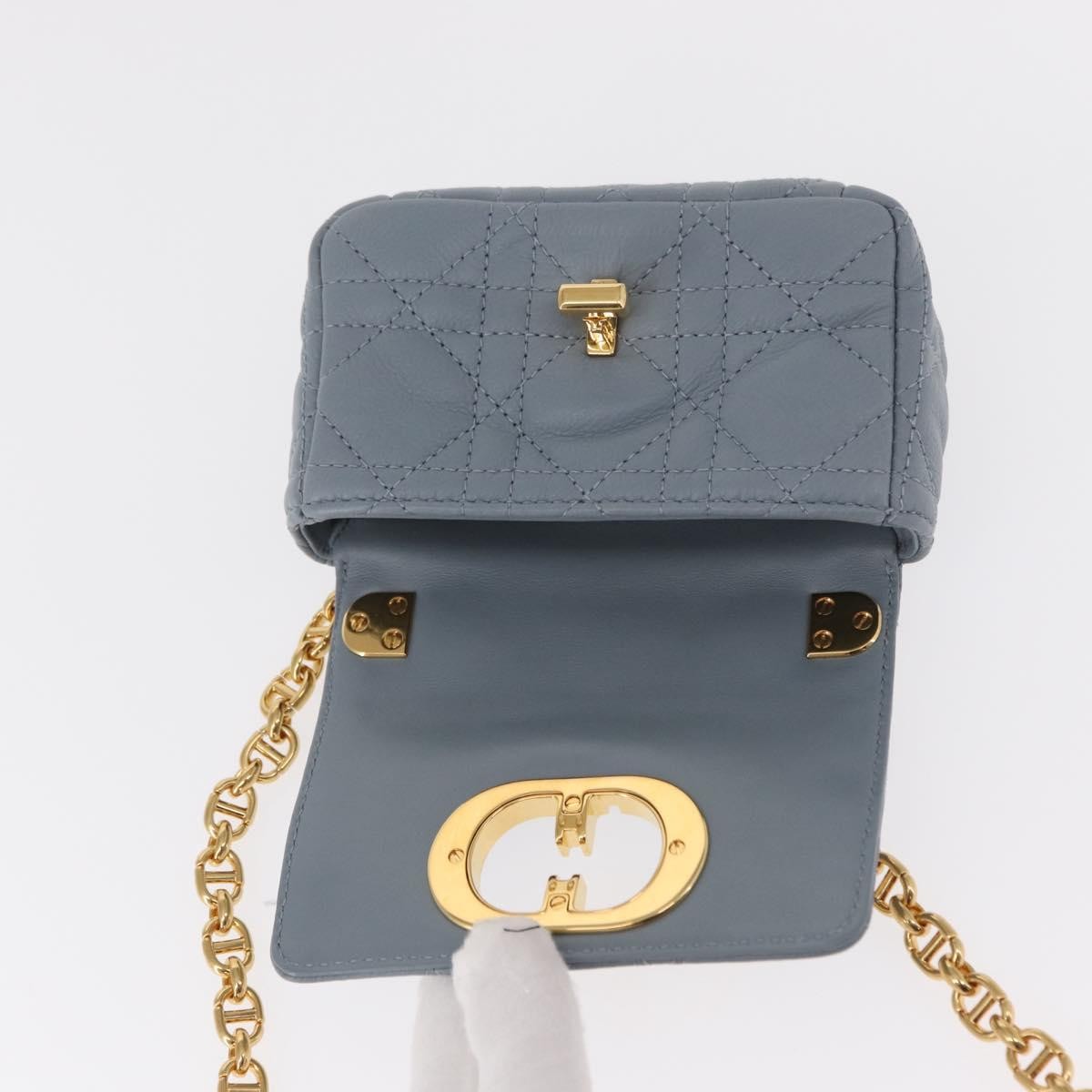 Christian Dior Caro Cannage Quilt Calfskin Blue Leather Shoulder Bag Bag (Pre-Owned)