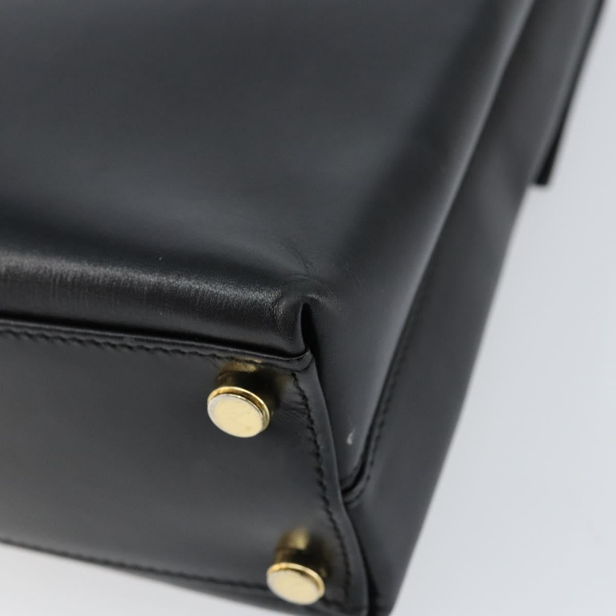 Salvatore Ferragamo Gancini Convertible Top Handle Leather Black Leather Handbag (Pre-Owned)