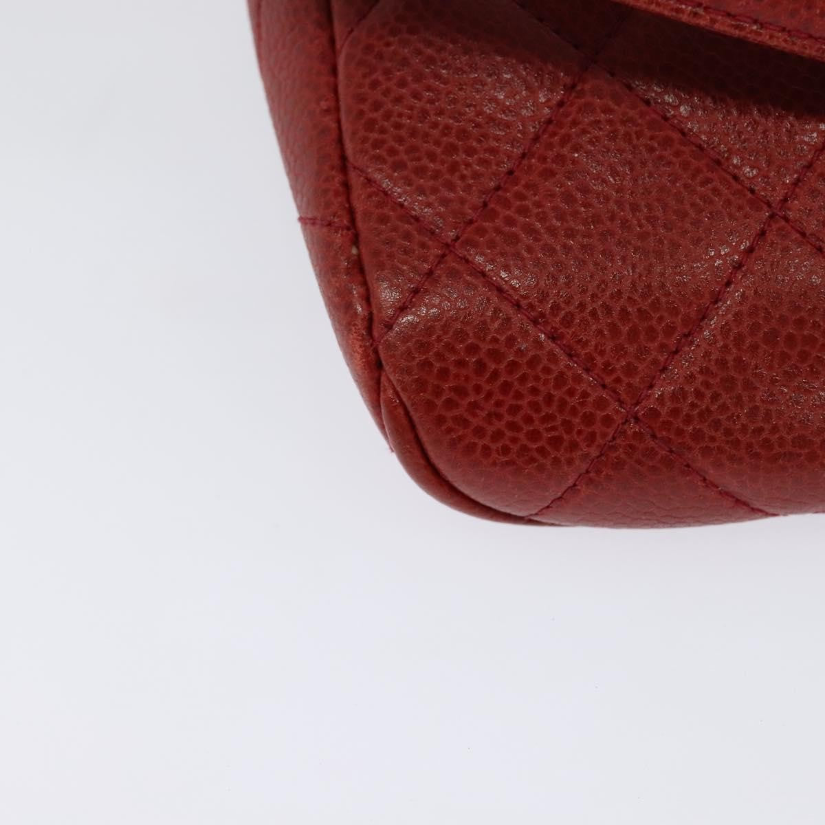 Chanel Vintage Zip Belt Quilted Caviar Red Leather Shoulder Bag Bag (Pre-Owned)