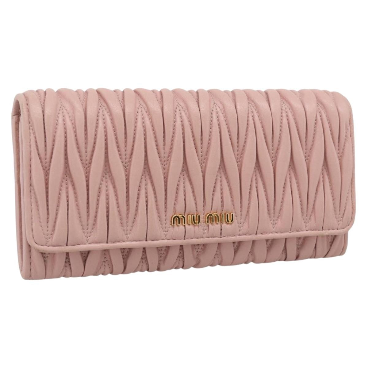Miu Miu Matelasse Leather Pink Leather Wallets Accessory (Pre-Owned)