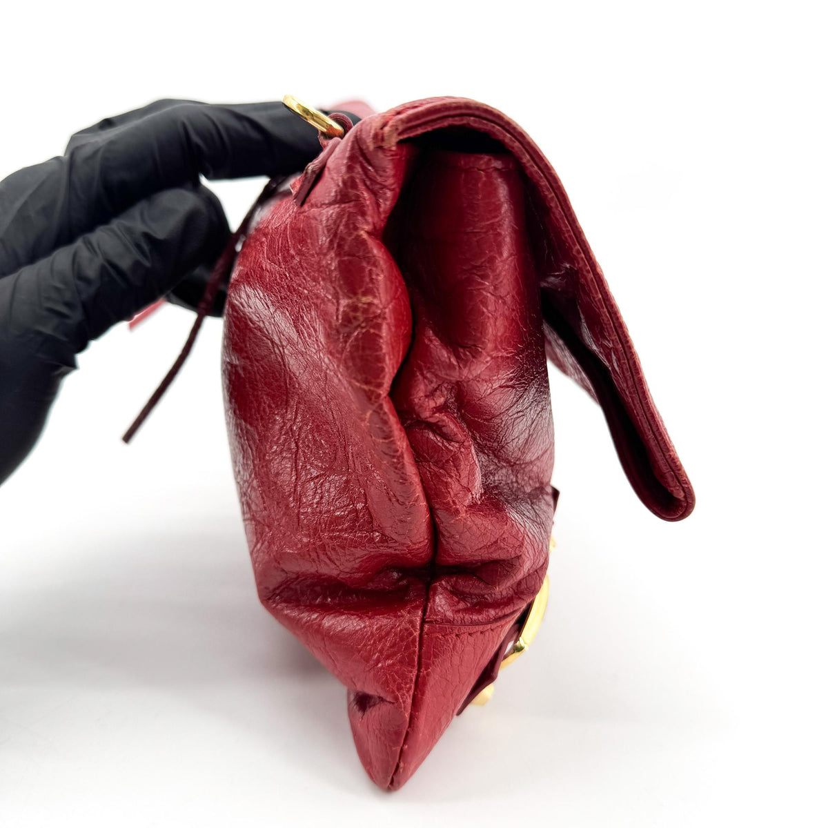 Balenciaga Classic Studs Envelope Strap Clutch Leather Red Leather Clutche & Pouche Bag (Pre-Owned)
