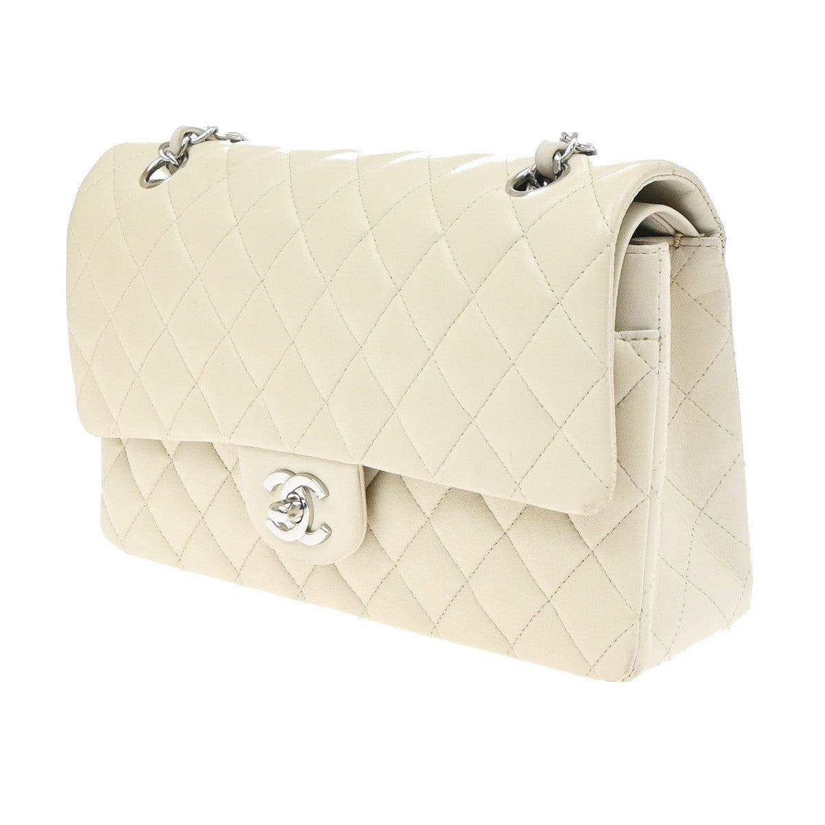 Chanel Vintage Classic Double Flap Quilted Caviar White Leather Shoulder Bag Bag (Pre-Owned)