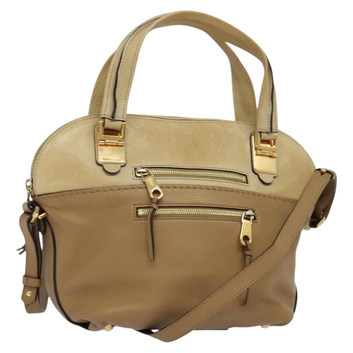 Chloe Angie Tote Leather Brown Leather Tote Bag Bag (Pre-Owned)