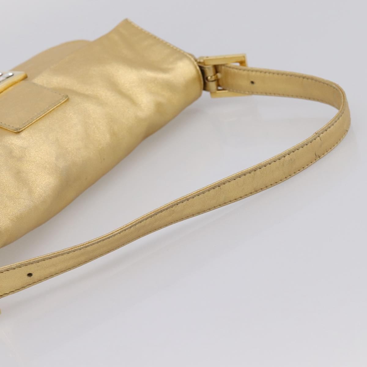 Fendi Mamma Baguette Zucca Jacquard Velvet Gold Leather Shoulder Bag Bag (Pre-Owned)