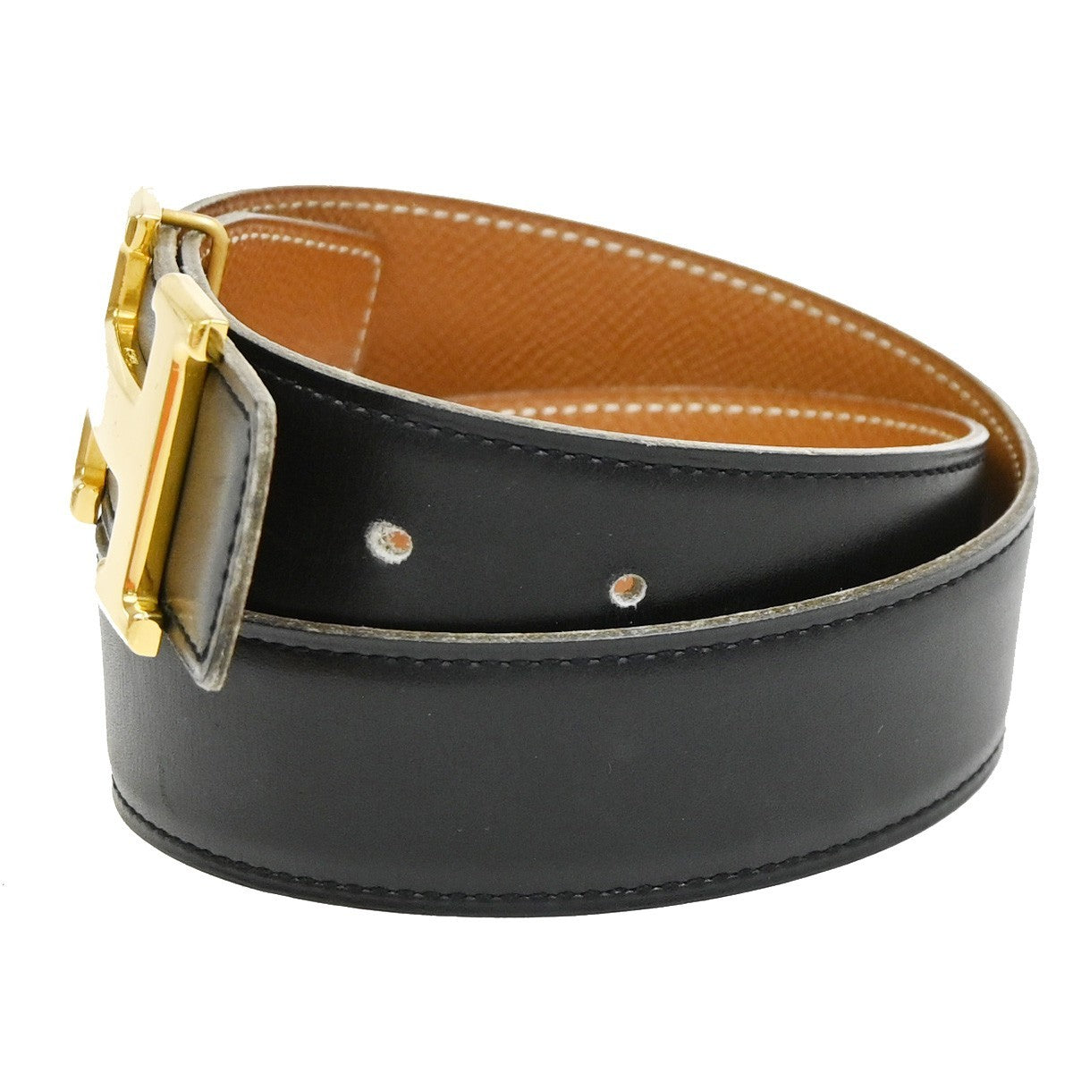Hermes Constance Reversible Belt Leather Black Leather Belts Accessory (Pre-Owned)