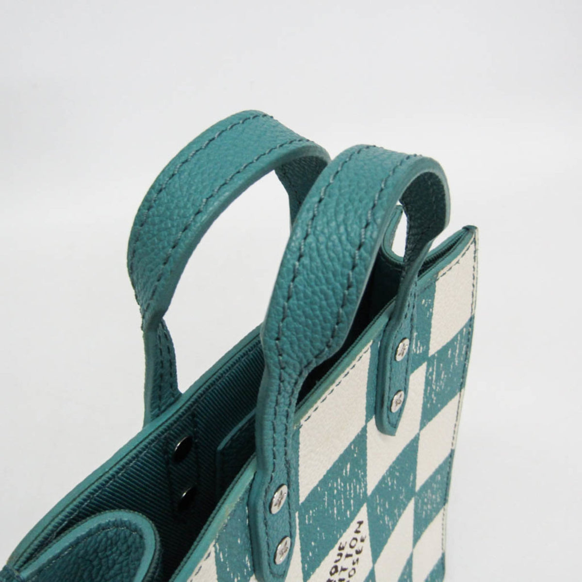 Louis Vuitton Sac Plat Limited Edition Marque Deposee Damier Giant Turquoise Canvas Handbag (Pre-Owned)
