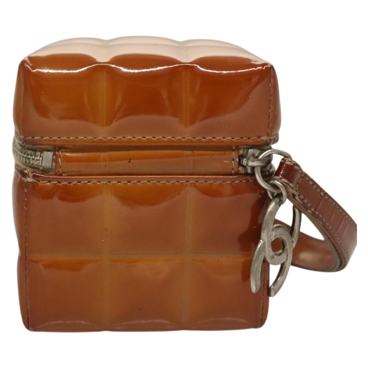 Chanel Rubiks Cube Wristlet Quilted Patent Brown Patent_Leather Bag (Pre-Owned)