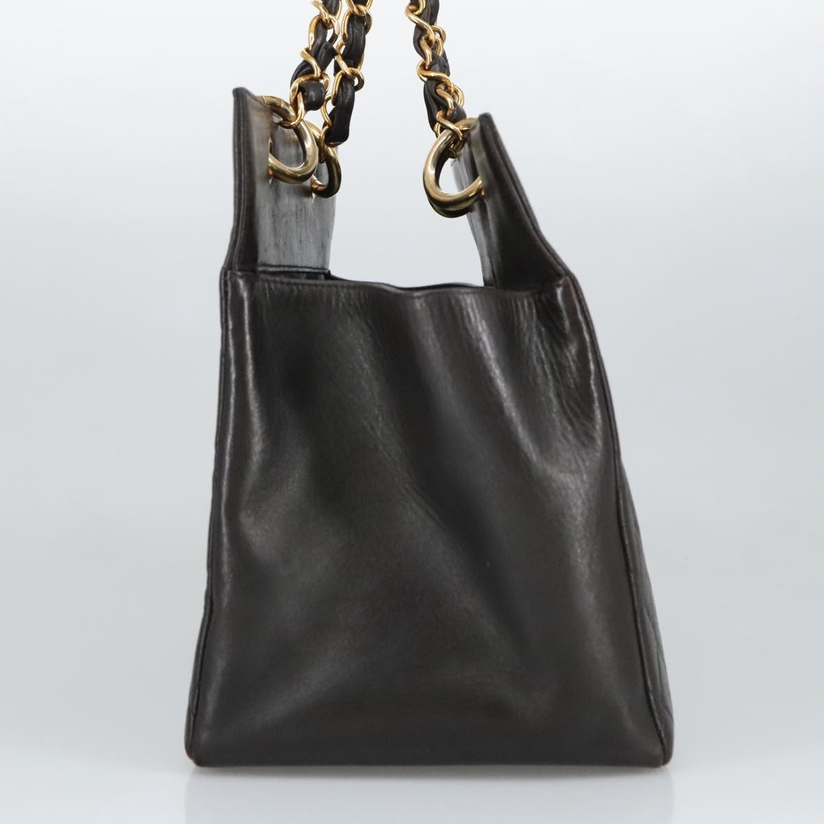 Chanel Vintage Grand Shopping Tote Quilted Lambskin Black Leather Tote Bag Bag (Pre-Owned)