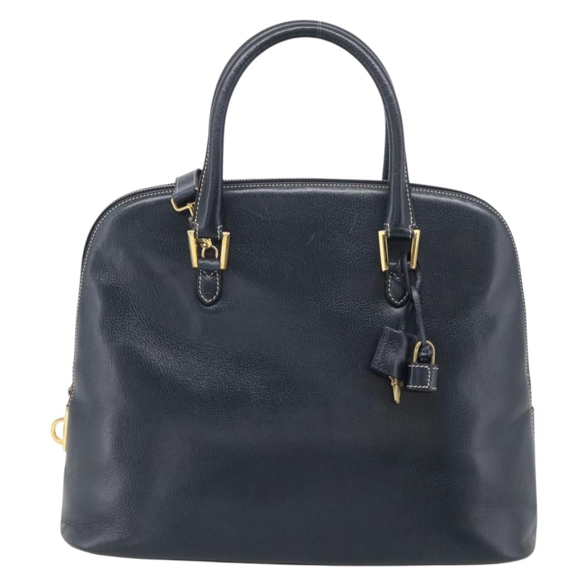 Salvatore Ferragamo Top Handle Leather Navy Leather Crossbody Bag Bag (Pre-Owned)