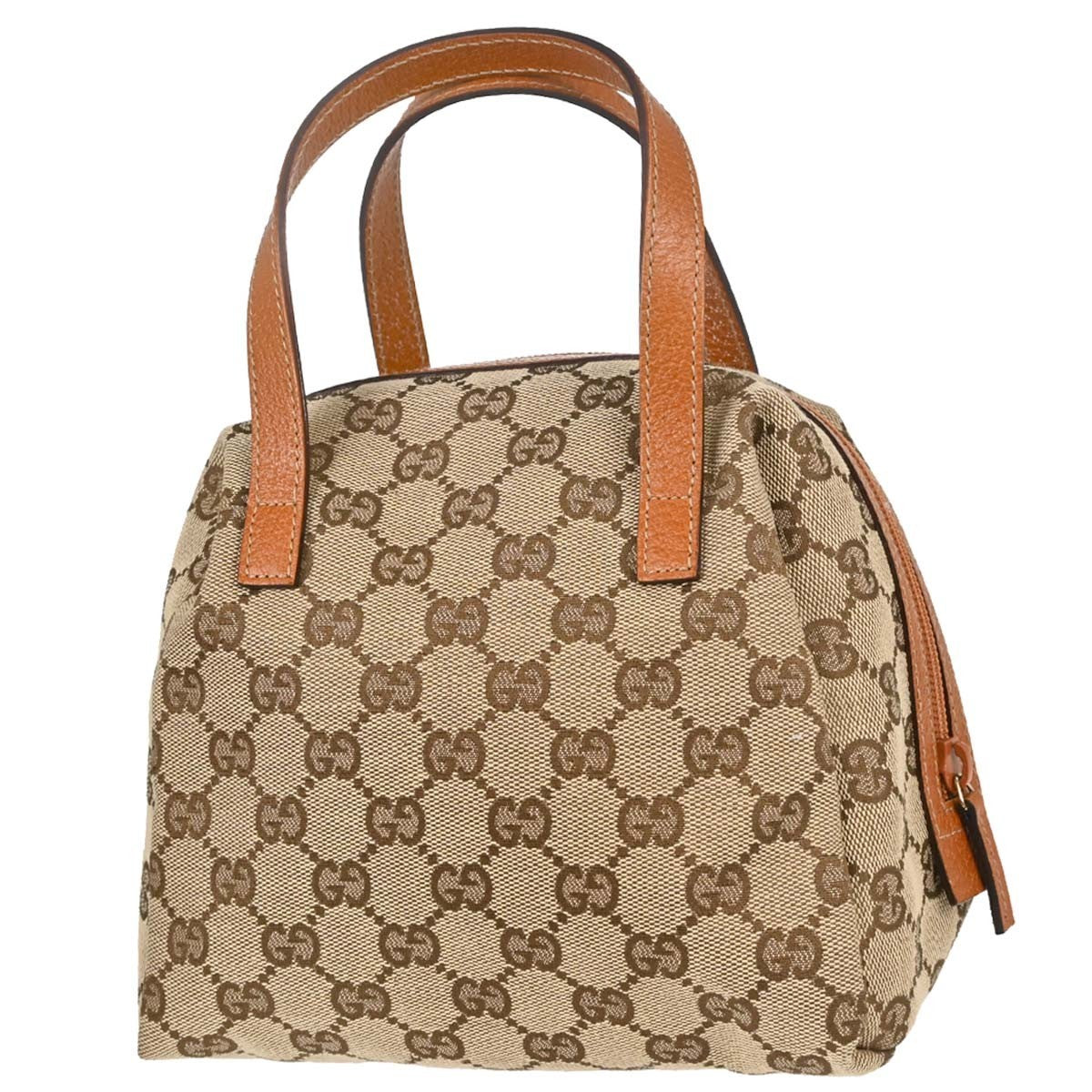 Gucci Zip Around Bowling Gg Canvas Beige Canvas Handbag (Pre-Owned)