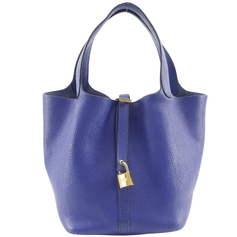 Hermes Picotin Lock Clemence Blue Leather Handbag (Pre-Owned)