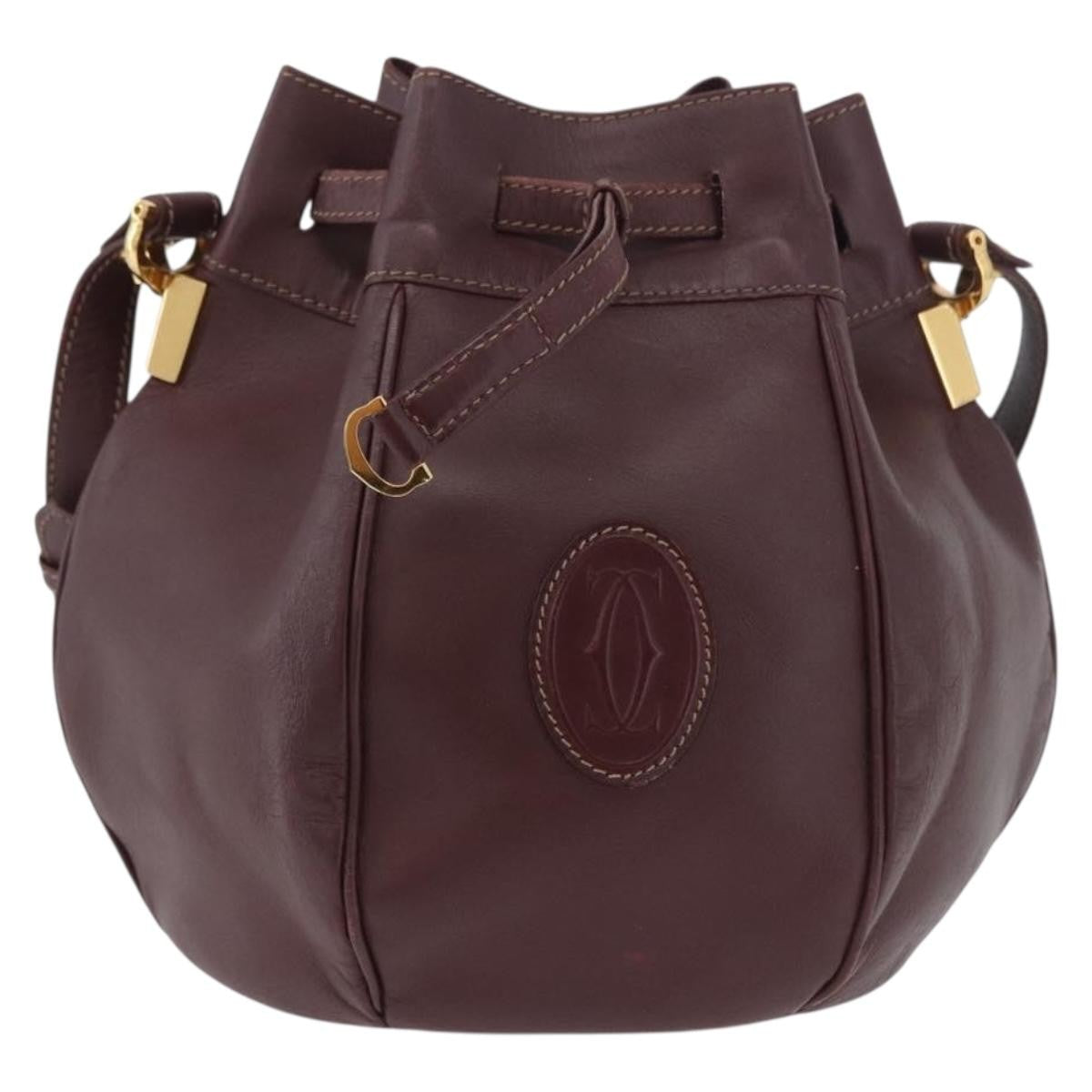 Cartier Must De Cartier Leather Burgundy Leather Shoulder Bag Bag (Pre-Owned)