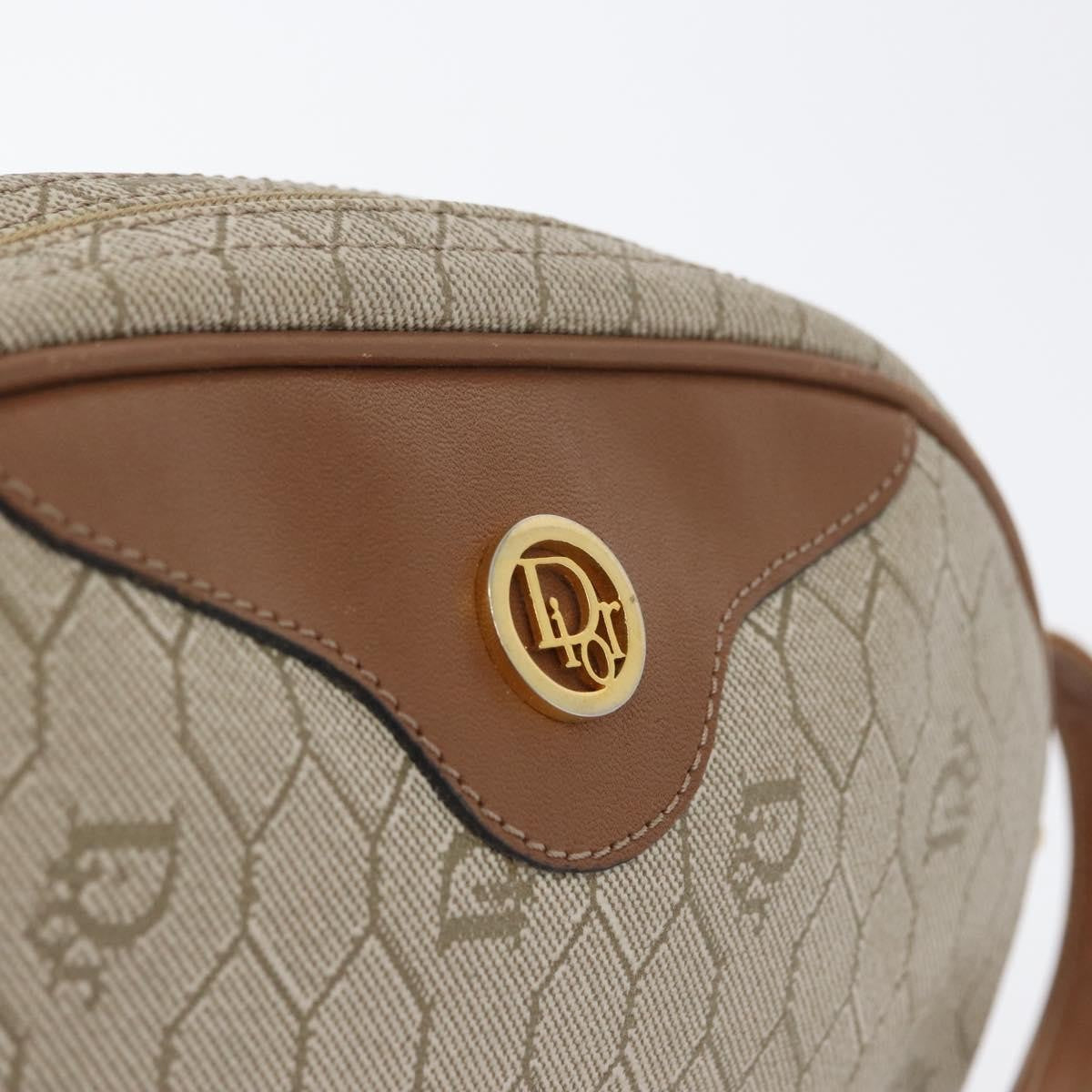 Christian Dior Vintage Honeycomb Canvas And Leather Beige Canvas Shoulder Bag Bag (Pre-Owned)