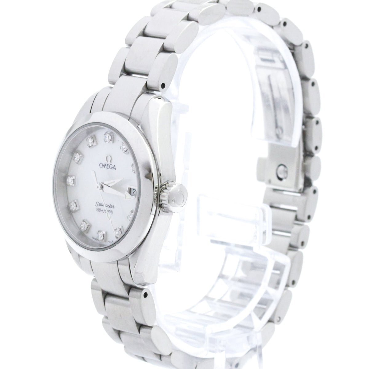 Omega Seamaster Aqua Terra 150M Quartz Stainless Steel With Diamond Markers And Mother Of Pearl Watch (Pre-Owned)
