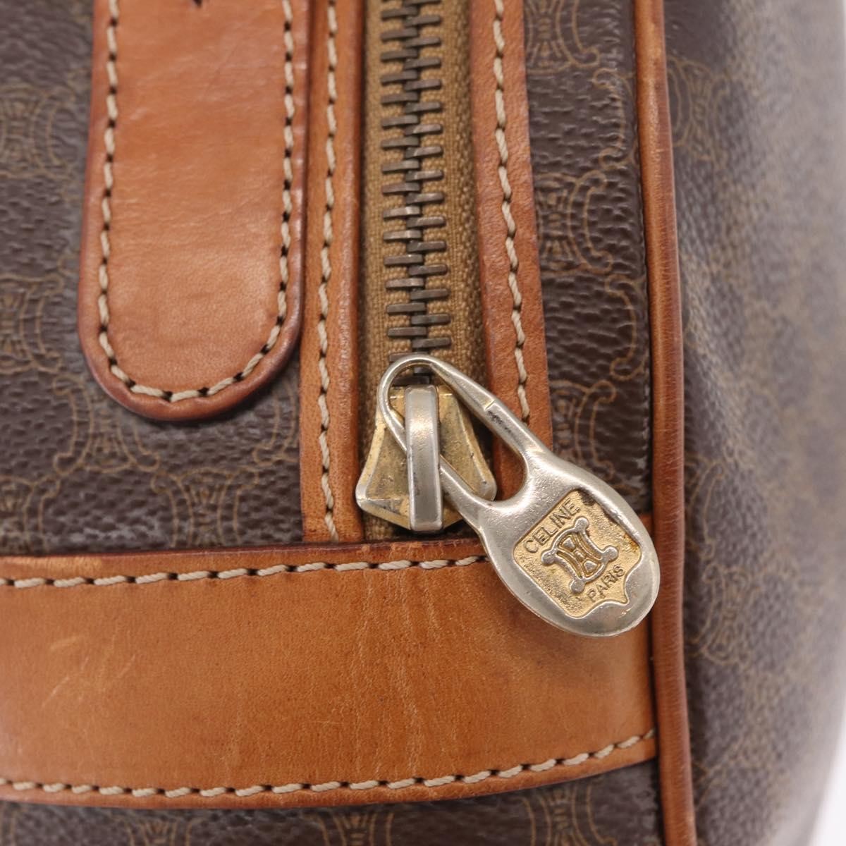 Celine Macadam Shoulder Leather Brown Canvas Crossbody Bag Bag (Pre-Owned)