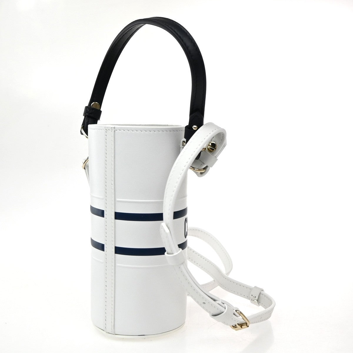 Christian Dior Vibe Bottle Holder Printed Leather White Leather Shoulder Bag Bag (Pre-Owned)