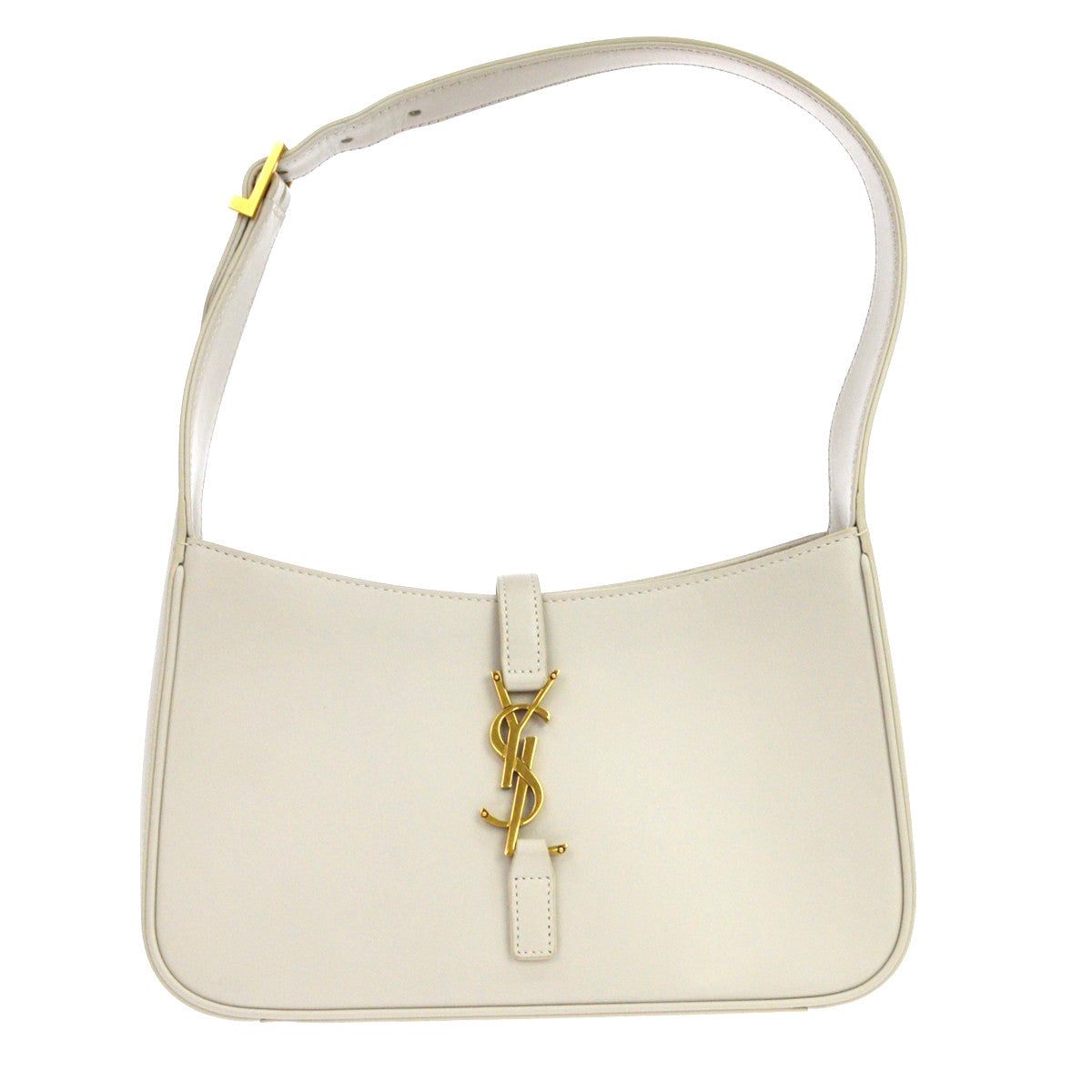 Saint Laurent Le 5 A 7 Hobo Leather White Leather Shoulder Bag Bag (Pre-Owned)