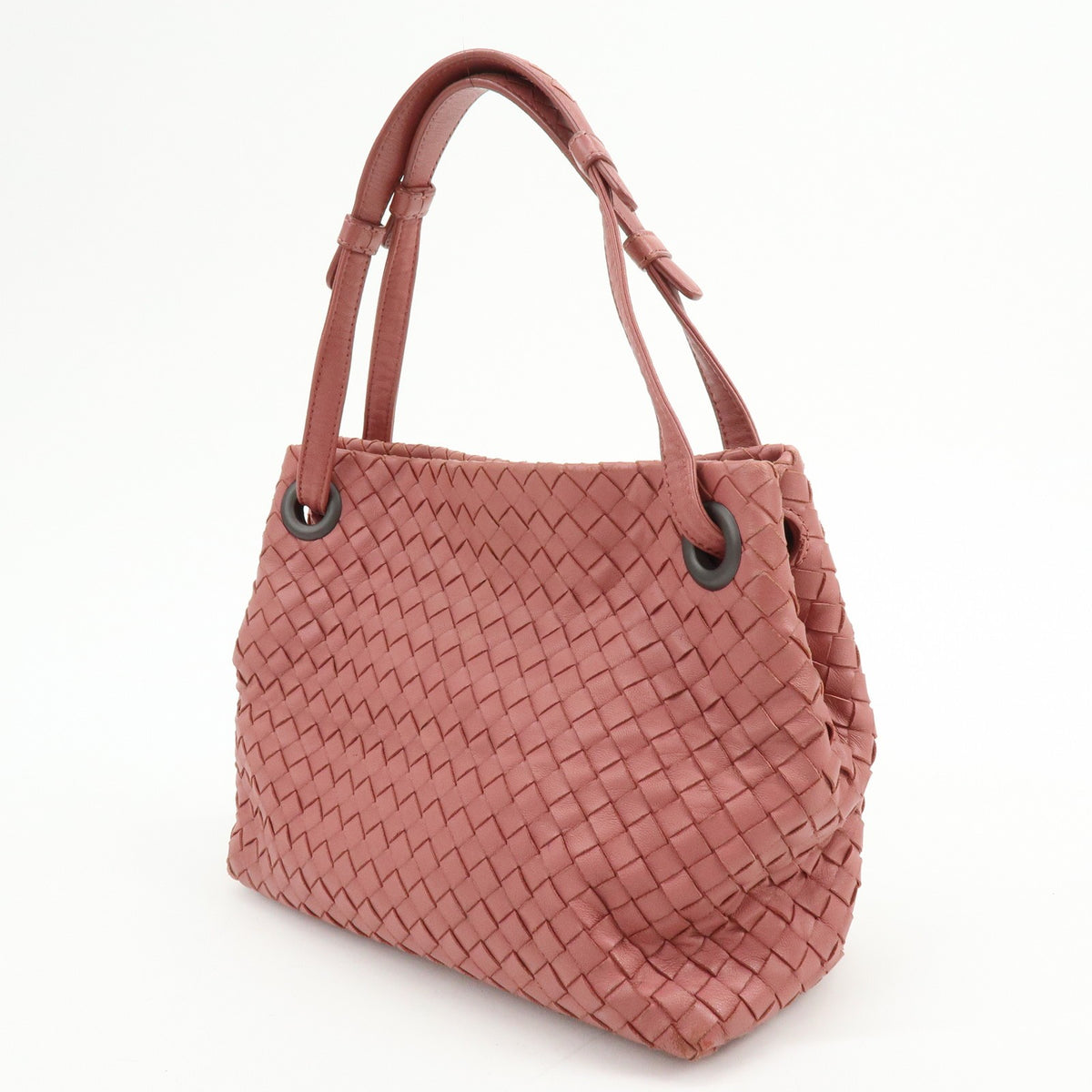 Bottega Veneta Bella Intrecciato Nappa Pink Leather Tote Bag Bag (Pre-Owned)