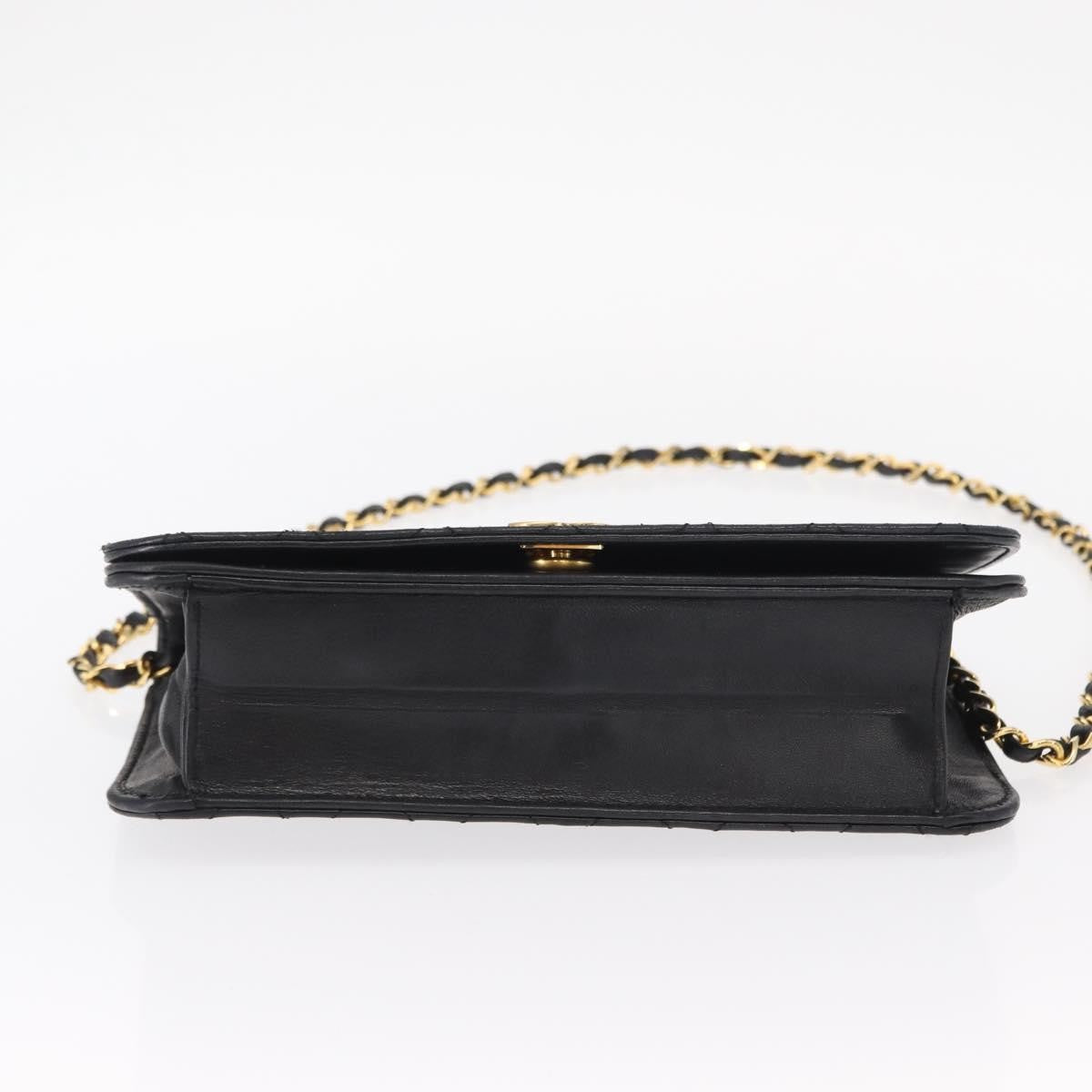 Chanel Vintage Full Flap Quilted Lambskin Black Leather Shoulder Bag Bag (Pre-Owned)