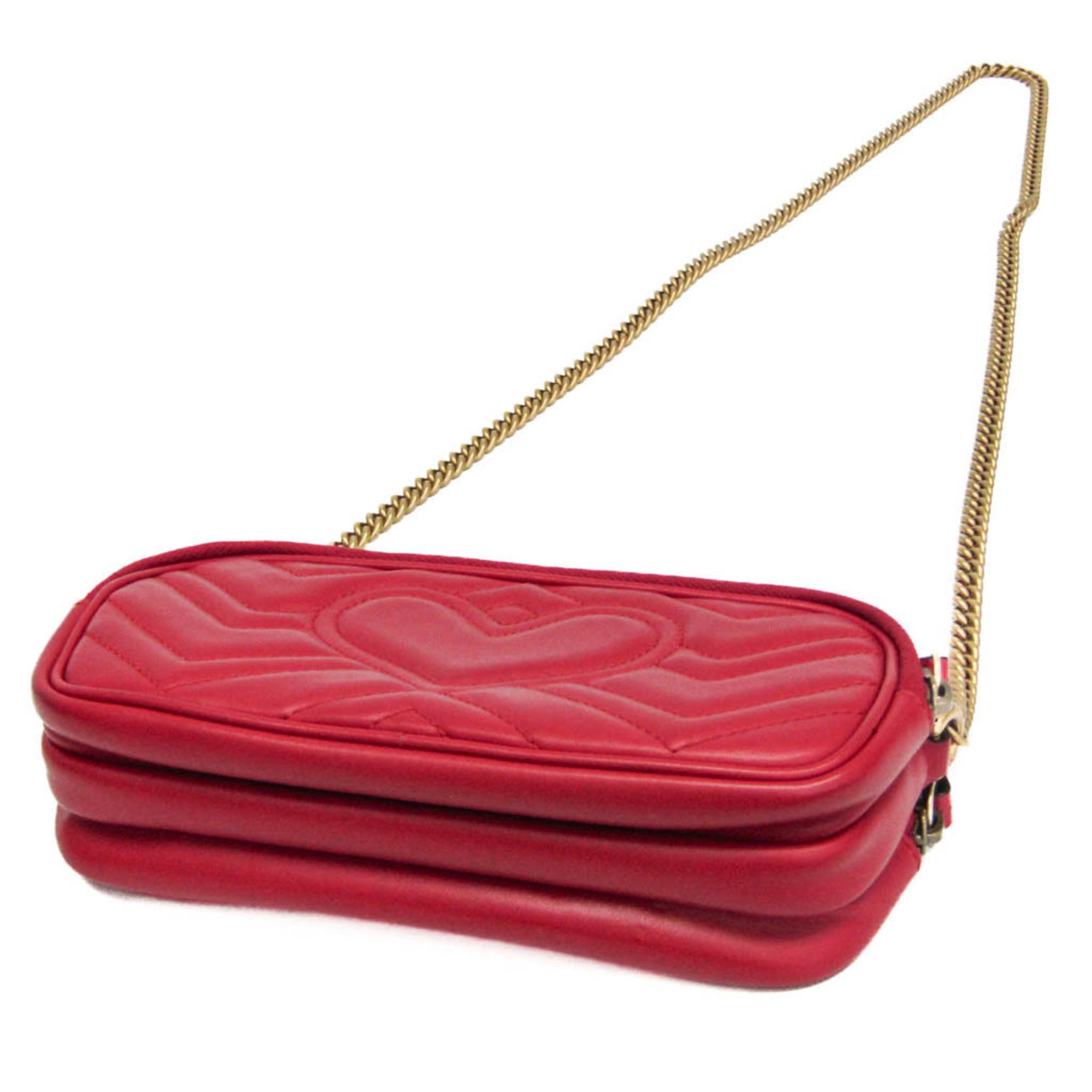 Gucci Gg Marmont Black Leather Red Leather Shoulder Bag Bag (Pre-Owned)