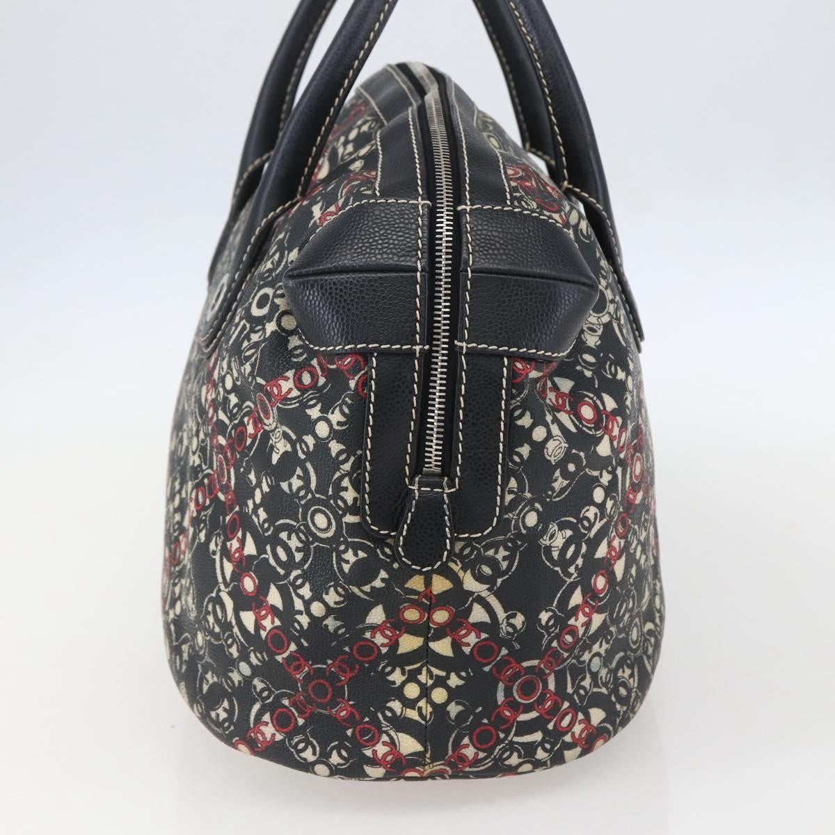 Chanel Optic Coco Bowler Printed Coated Canvas With Caviar Black Pvc Travel Bag Bag (Pre-Owned)