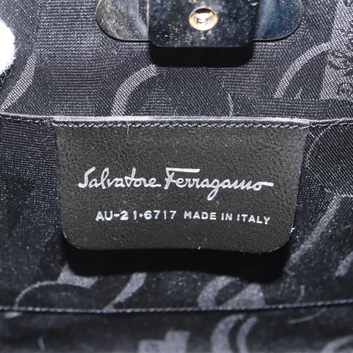 Salvatore Ferragamo Vintage Gancini Chain Leather Silver Stainless_Steel Shoulder Bag Bag (Pre-Owned)