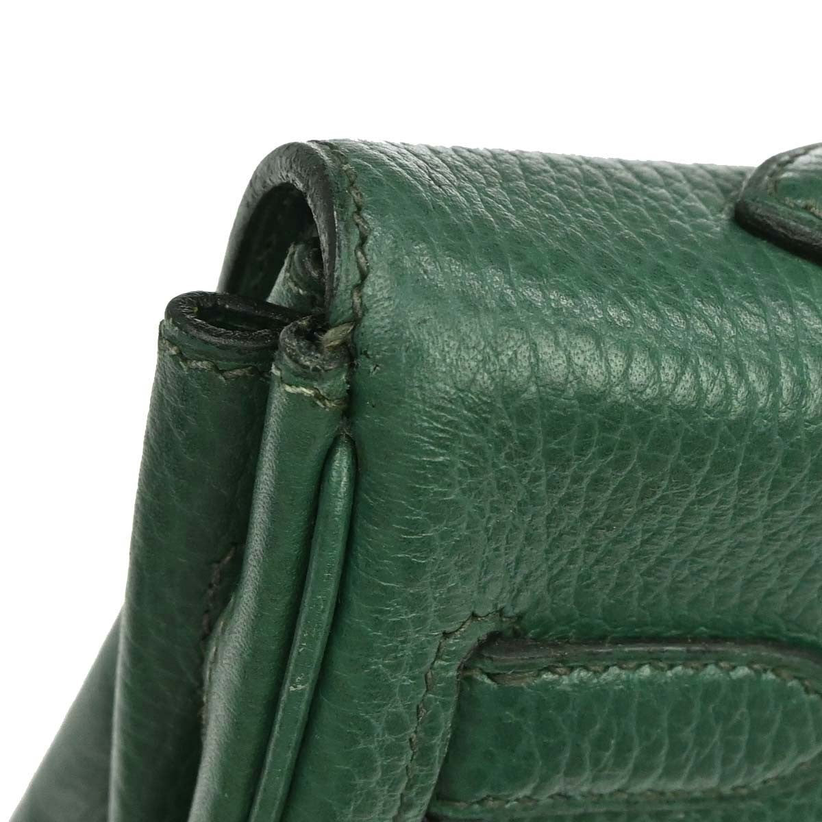 Hermes Kelly 2 Way Taurillon Clemence Green Leather Handbag (Pre-Owned)