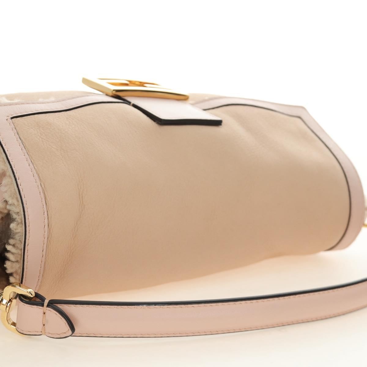 Fendi Mamma Baguette Zucca Canvas Beige Leather Shoulder Bag Bag (Pre-Owned)