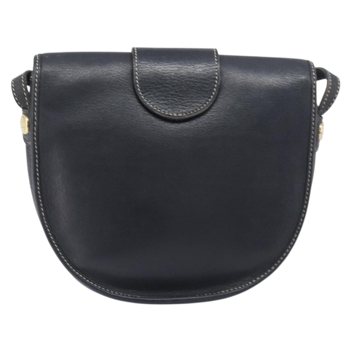 Christian Dior Vintage Cd Logo Leather Navy Leather Shoulder Bag Bag (Pre-Owned)