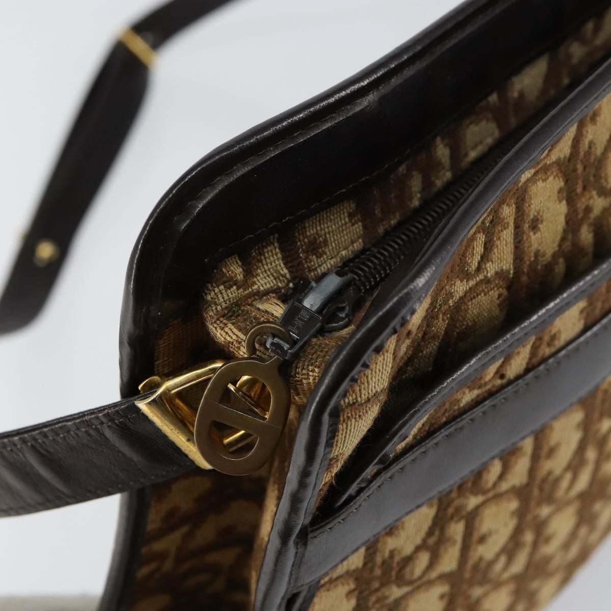 Christian Dior Trotter Shoulder Canvas Beige Canvas Shoulder Bag Bag (Pre-Owned)
