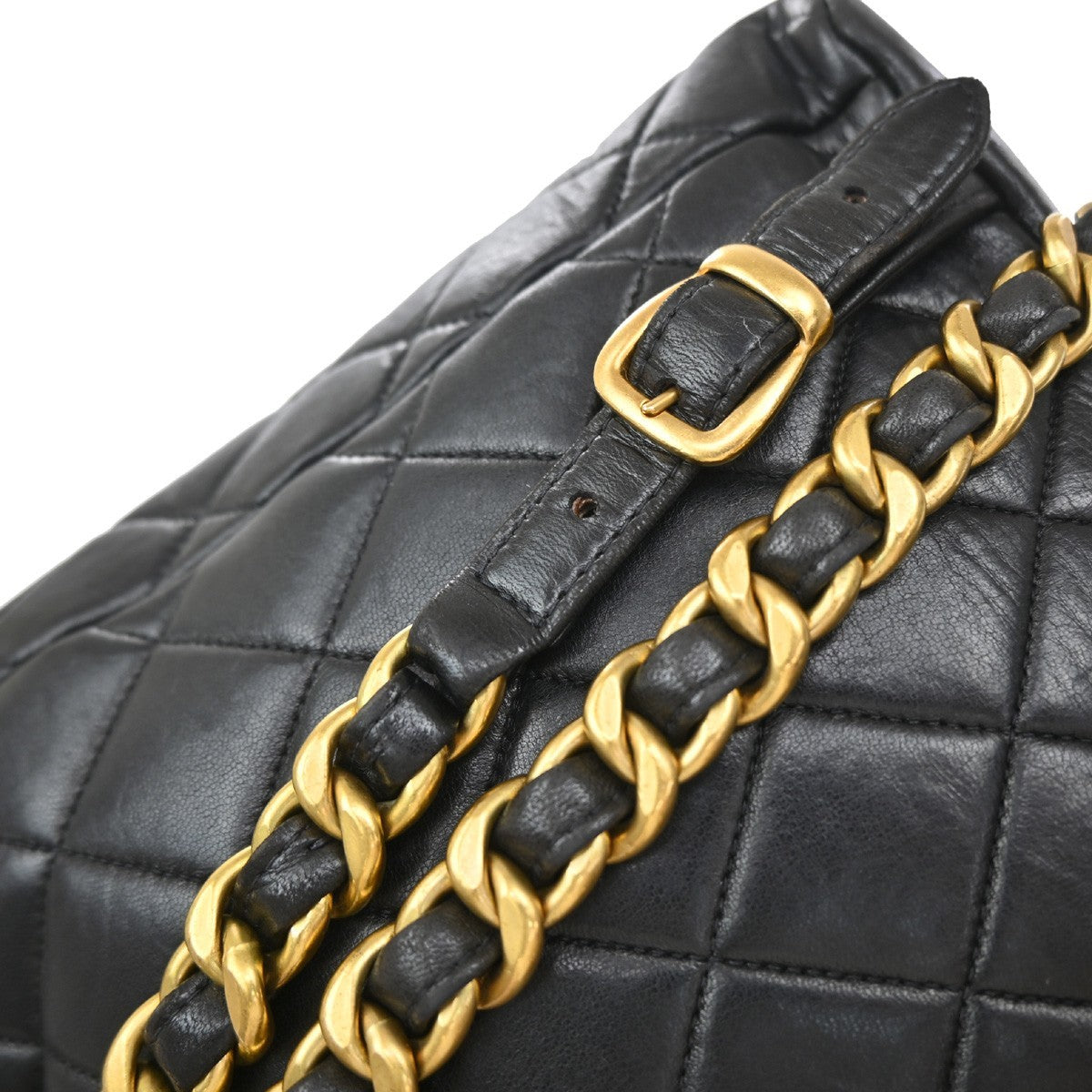 Chanel Vintage Cc Pocket Quilted Lambskin Black Leather Backpack Bag (Pre-Owned)