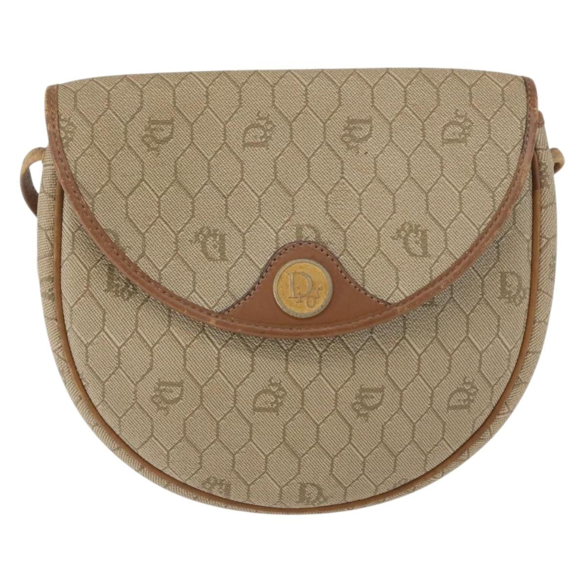 Christian Dior Vintage Honeycomb Flap Canvas And Leather Beige Canvas Shoulder Bag Bag (Pre-Owned)