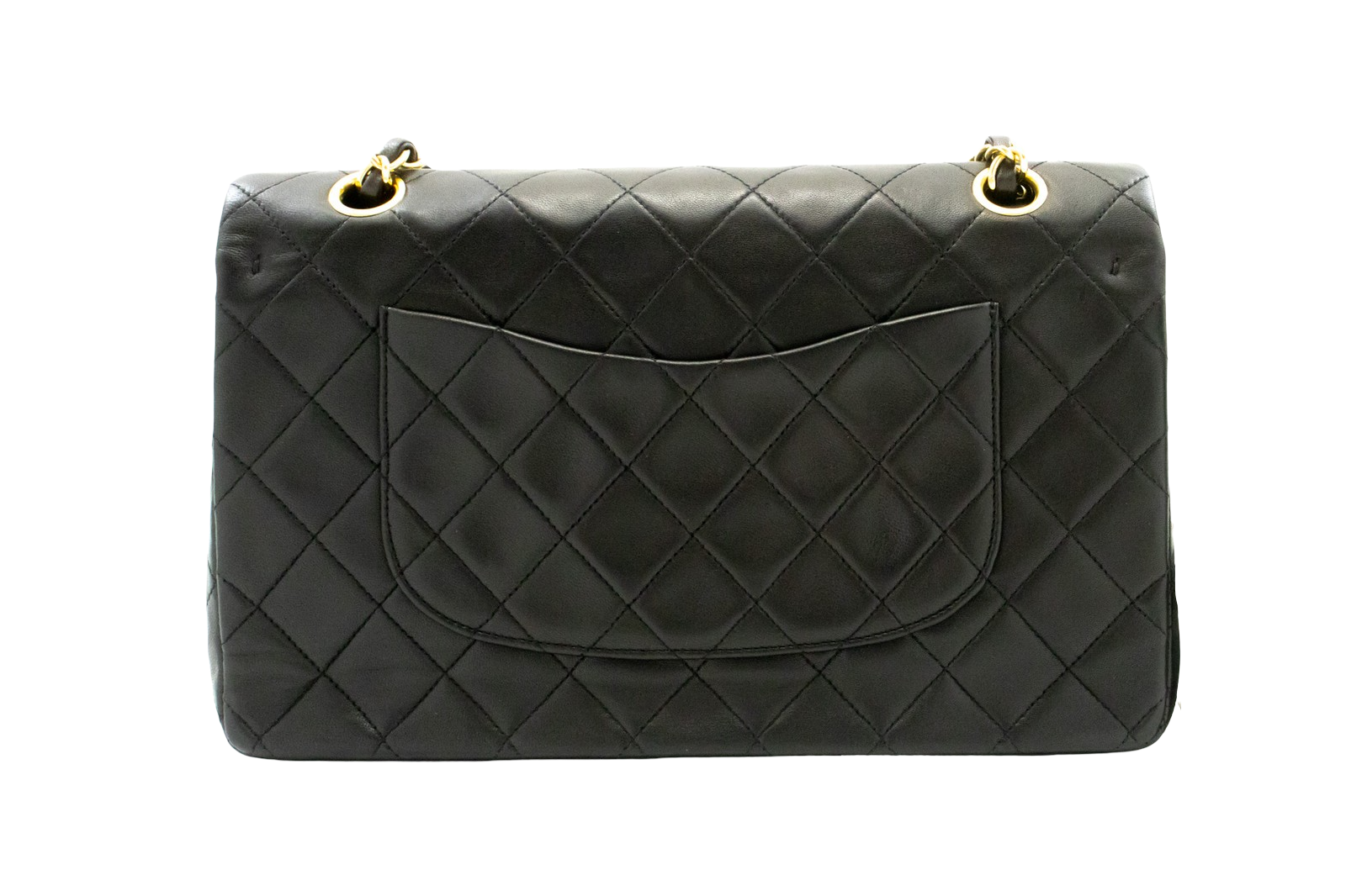 Chanel Classic Flap Lambskin Black Leather Crossbody Bag Bag (Pre-Owned)