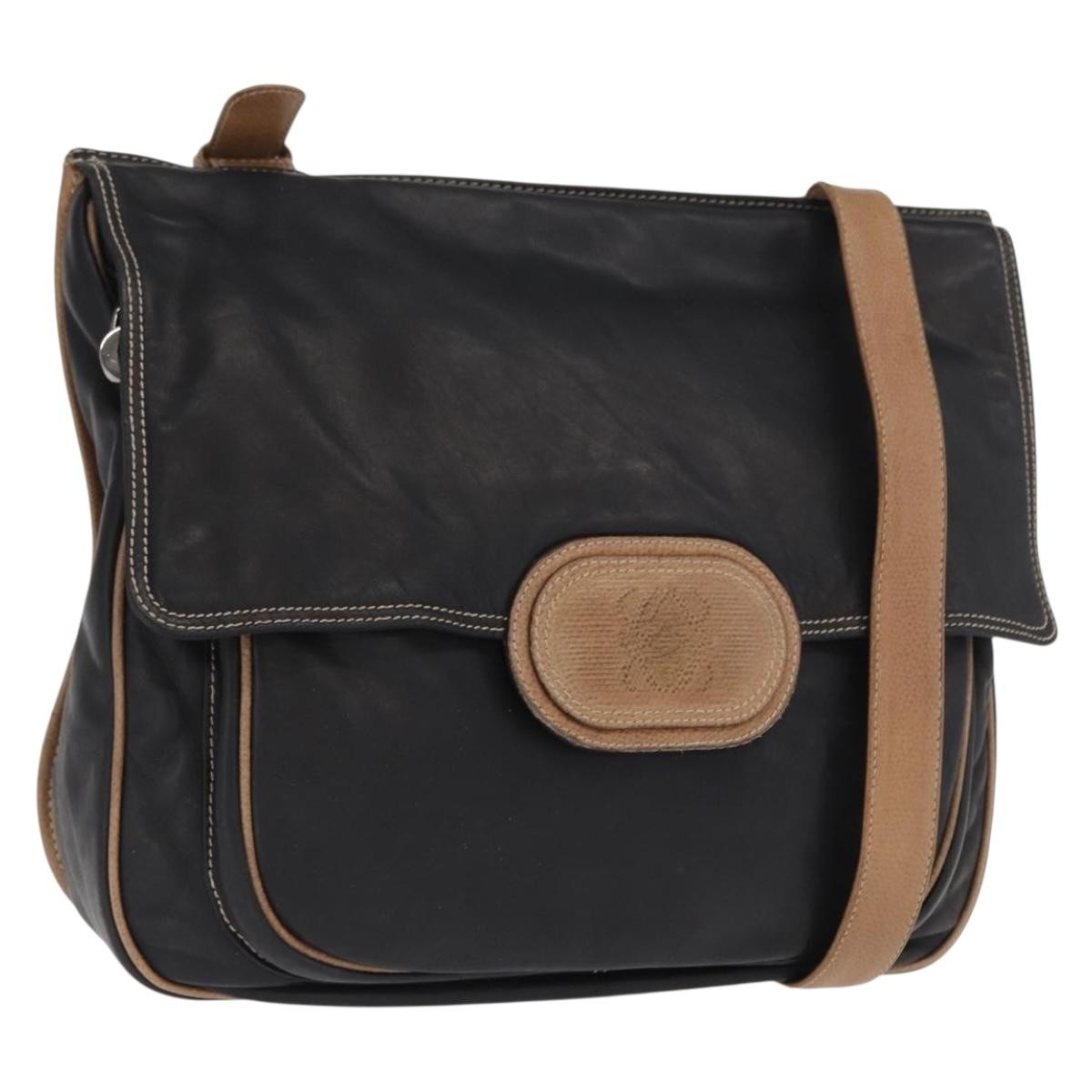 Loewe Anagram Leather Black Leather Shoulder Bag Bag (Pre-Owned)