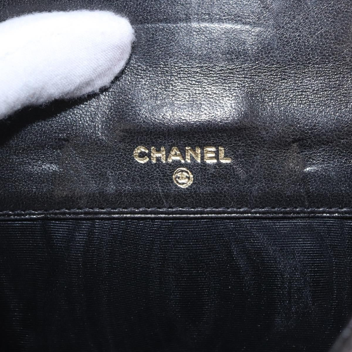Chanel Vintage Timeless Bifold Lambskin Black Leather Wallets Accessory (Pre-Owned)