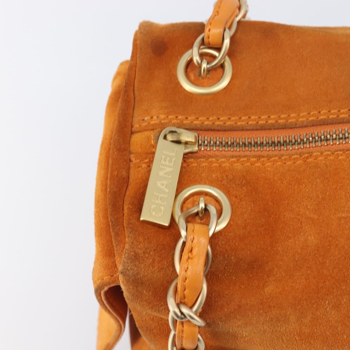 Chanel Coco Mark Suede Orange Suede Shoulder Bag Bag (Pre-Owned)