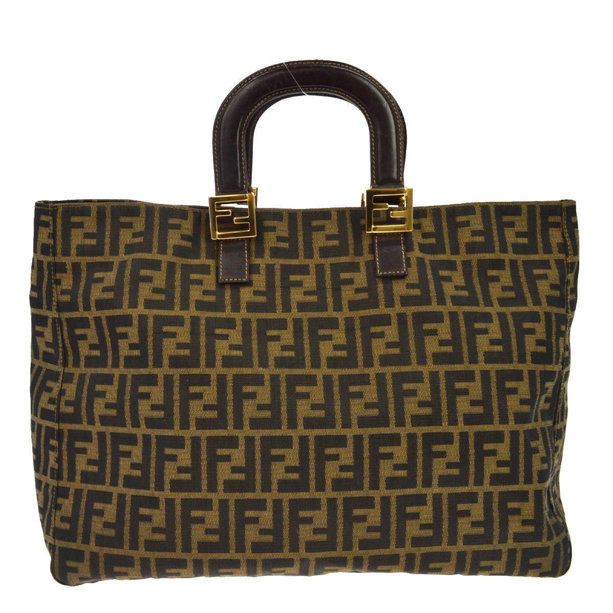 Fendi Vintage Top Handle Zucca Canvas Brown Canvas Tote Bag Bag (Pre-Owned)