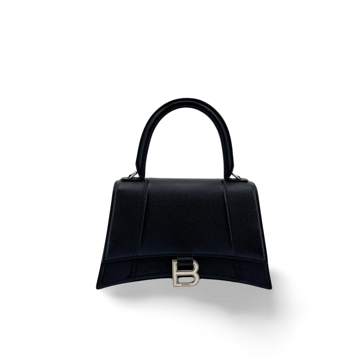Balenciaga Hourglass Top Handle Leather Black Leather Handbag (Pre-Owned)