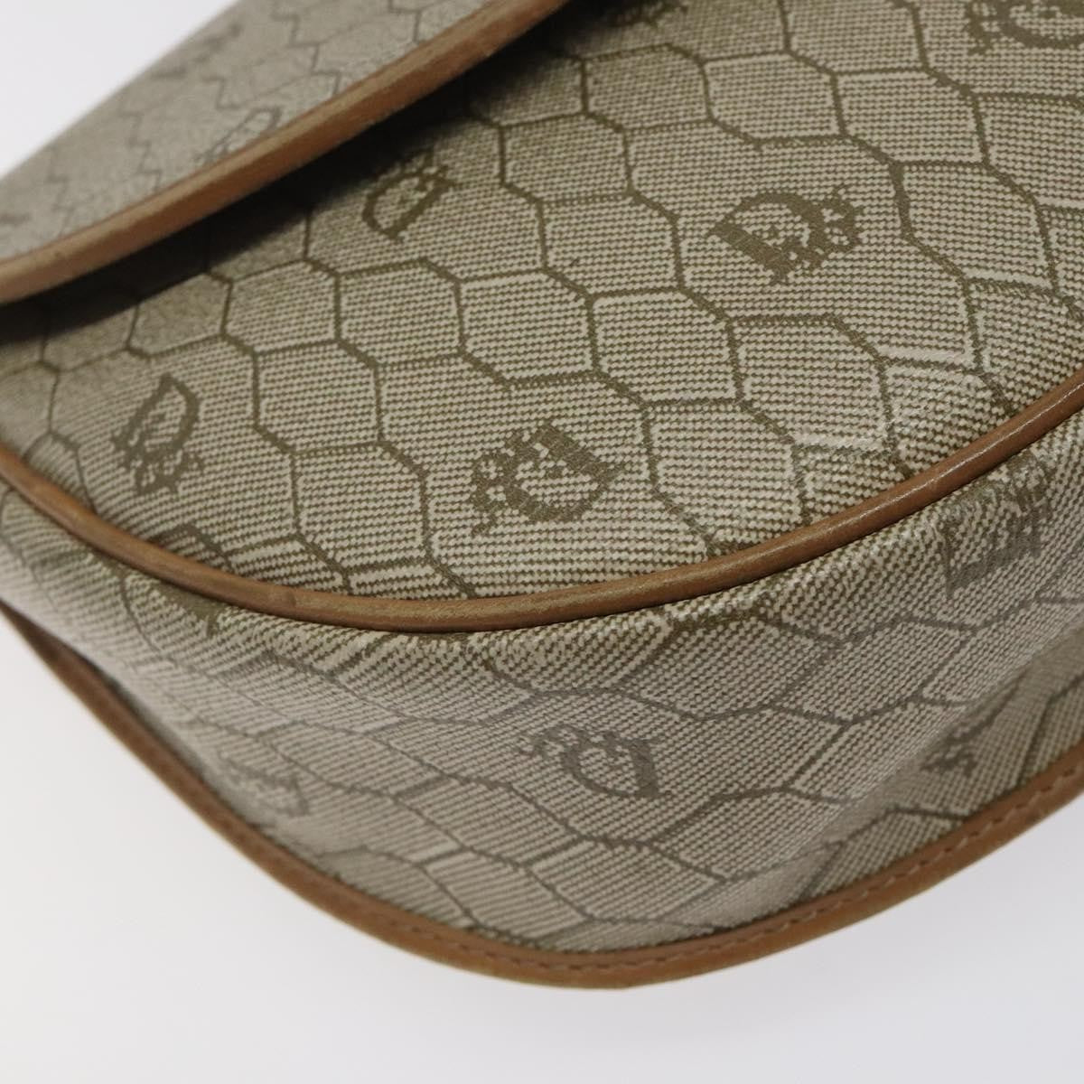 Christian Dior Vintage Honeycomb Flap Canvas And Leather Beige Canvas Shoulder Bag Bag (Pre-Owned)