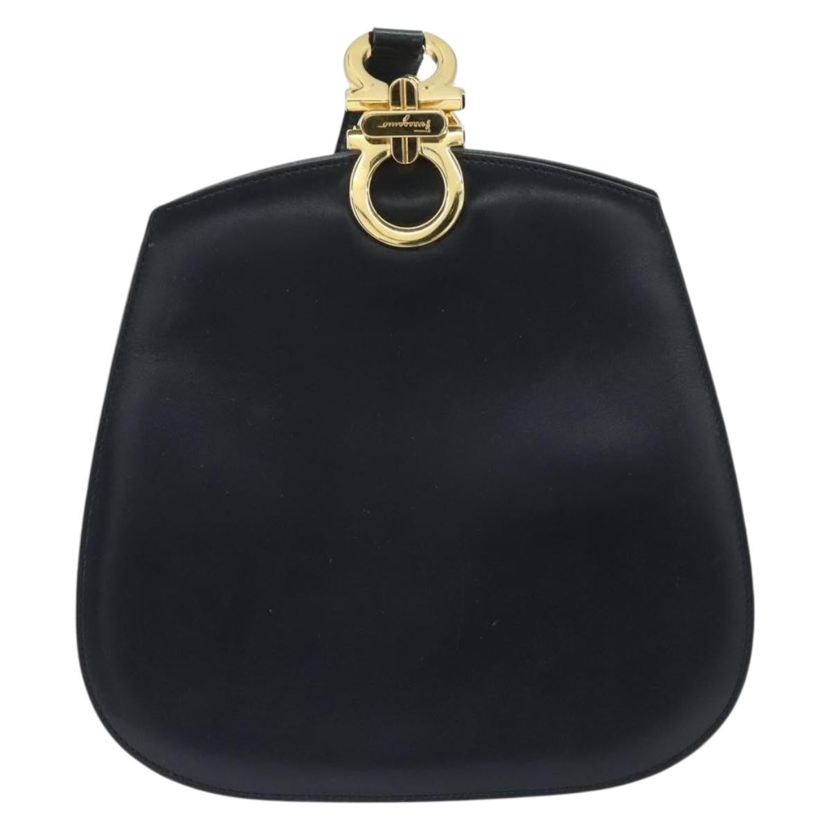 Salvatore Ferragamo Gancini Leather Navy Leather Shoulder Bag Bag (Pre-Owned)