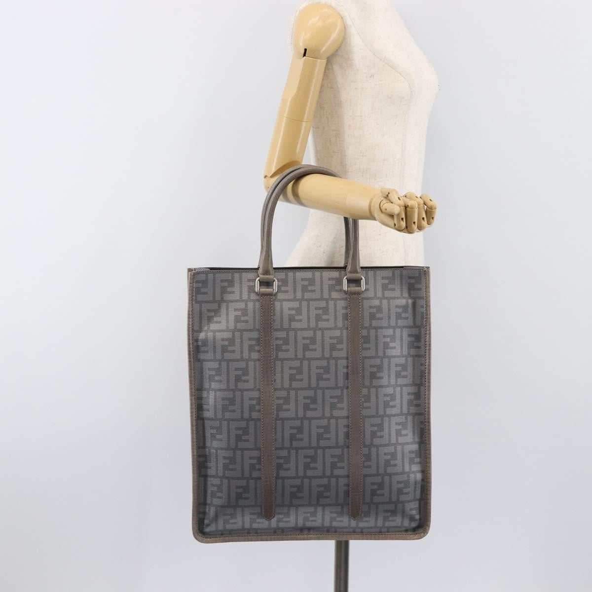 Fendi Open Shopping Zucca Canvas Gray Canvas Tote Bag Bag (Pre-Owned)