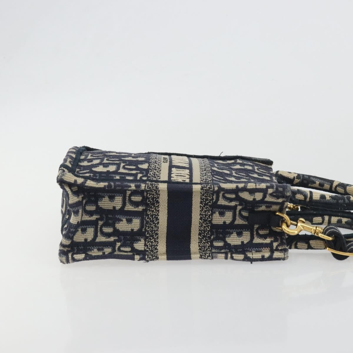 Christian Dior Book Tote Phone Oblique Canvas Navy Canvas Tote Bag Bag (Pre-Owned)