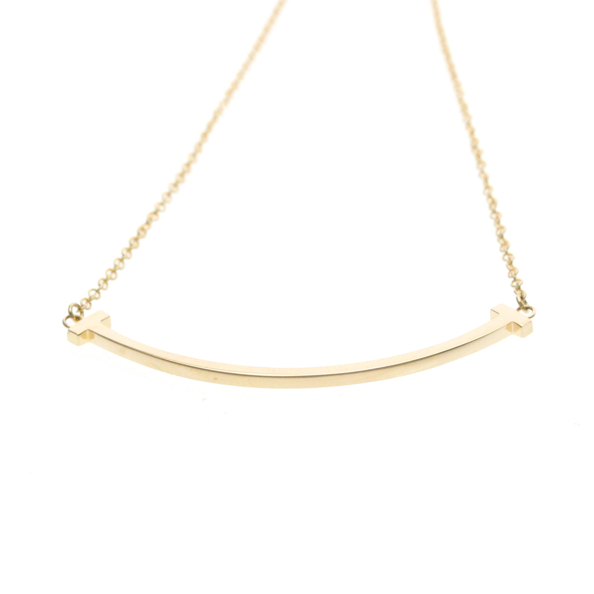 Tiffany & Co. T Smile Pendant 18K Yellow Gold Gold Pink_Gold Necklace Jewelry (Pre-Owned)